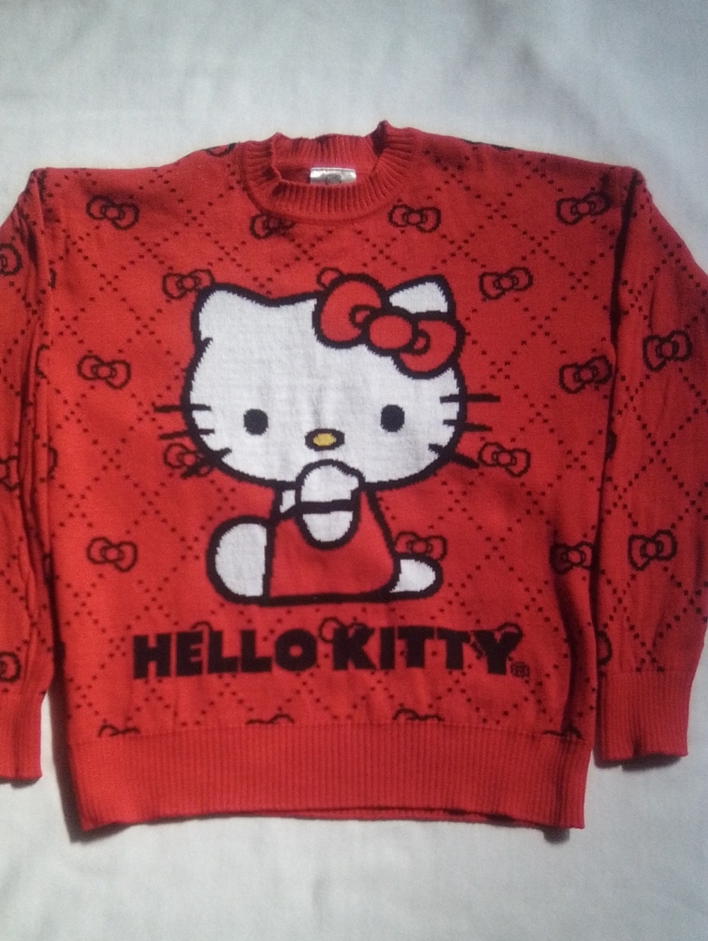 Hello Kitty Red Crewneck Sweater with Front Graphic